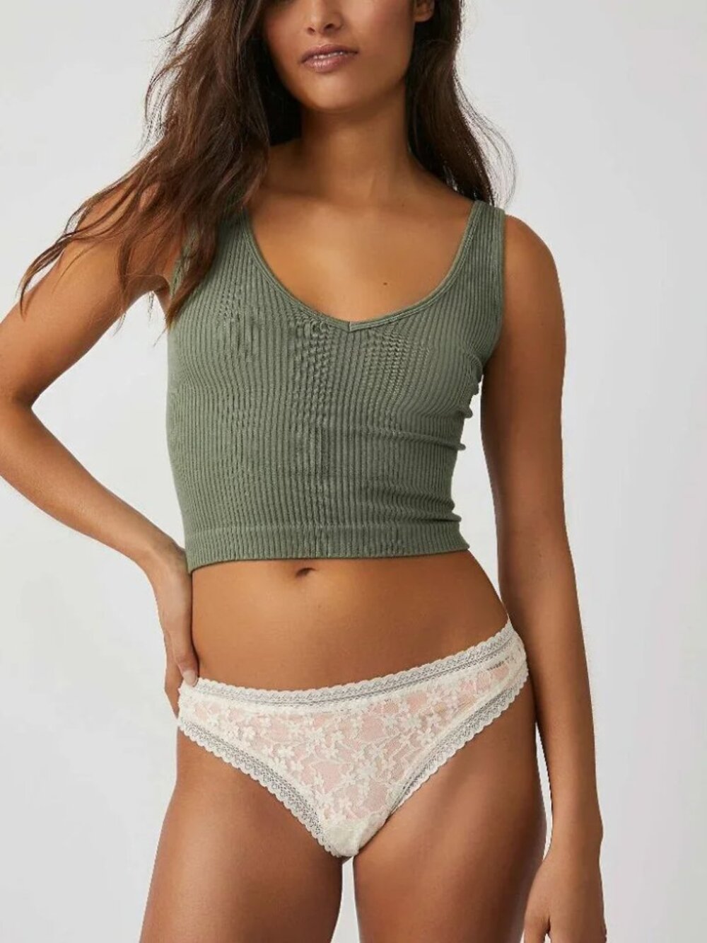 Free People Solid Rib Brami / Army (M/L)